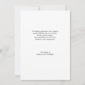 Moderne Eenvoudige sympathie begrafenis Hartelijk  Kaart (Achterkant)