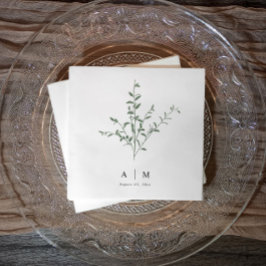 Moderne Eenvoudige Tak Botanische Trouwdag Servet