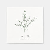 Moderne Eenvoudige Tak Botanische Trouwdag Servet (Voorkant)