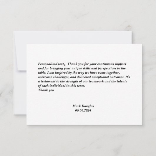 Moderne eenvoudige teamwork foto dank u kaart (Achterkant)