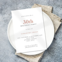 Moderne eenvoudige tekst Blush roze 30th Birthday