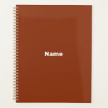 Moderne eenvoudige terracotta aangepaste naam teks planner<br><div class="desc">Minimalistische moderne terracotta en wit maatjaar,  naam,  tekst,  initialen of monogram eenvoudige gepersonaliseerde Planner.  witte tekst op terracotta effen effen kleur achtergrond.</div>