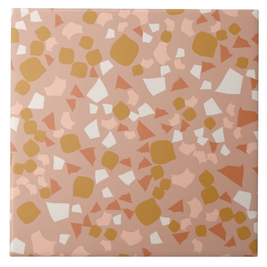Moderne, eenvoudige Terrazzo Blush Pink Gold Tegel Tegeltje (Voorkant)