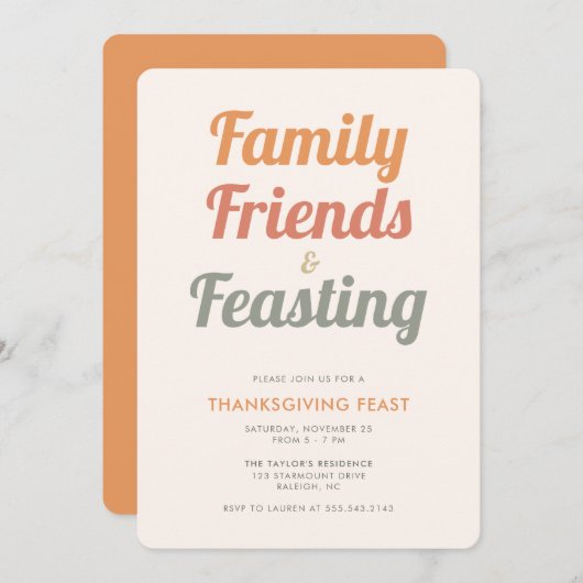 Moderne Eenvoudige Thanksgiving Feast Dinner Invit Kaart (Voorkant / Achterkant)