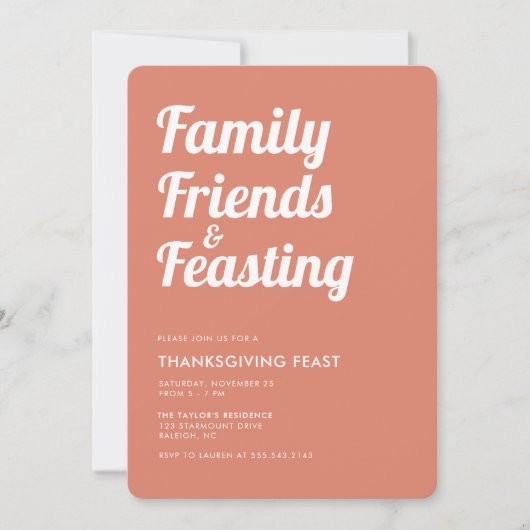 Moderne Eenvoudige Thanksgiving Feast Dinner Invit Kaart (Voorkant)