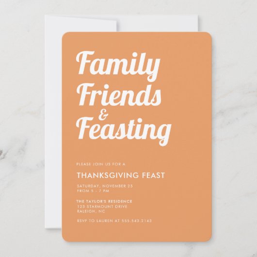 Moderne Eenvoudige Thanksgiving Feast Dinner Invit Kaart (Voorkant)