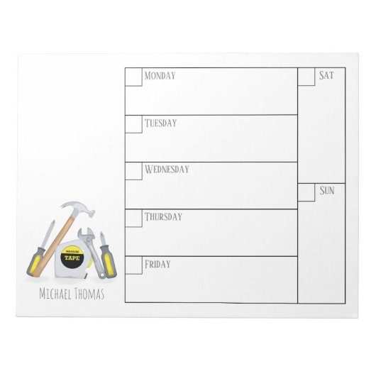 Moderne eenvoudige tools Minimale weekagenda Notitieblok (Voorkant)