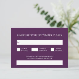 Moderne Eenvoudige Traditionele Paarse Trouw-RSVP Informatiekaartje