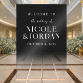 Moderne eenvoudige transparante bruiloft welkom acryl bord