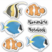 Moderne, eenvoudige tropische visoceaan sticker (Voorkant)