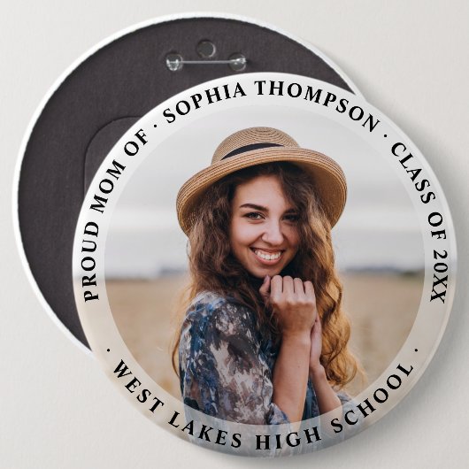 Moderne Eenvoudige Trotse Moeder Afstuderen Foto D Ronde Button 6,0 Cm (Voorkant /achterkant)