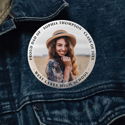 Moderne Eenvoudige Trotse Vader Afstuderen Foto | Ronde Button 6,0 Cm