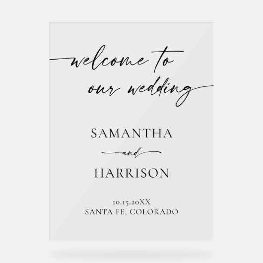 Moderne Eenvoudige Trouw Elegante Kalligrafie Welk Acryl Bord (Voorkant)