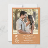 Moderne Eenvoudige Trouwdatum Bewaren Foto Goud Br Magnetische Uitnodiging (Voorkant)