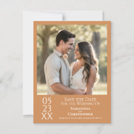 Moderne Eenvoudige Trouwdatum Bewaren Foto Goud Br Magnetische Uitnodiging