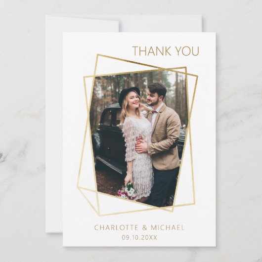 Moderne eenvoudige trouwfoto bedankkaart (Voorkant)