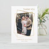 Moderne eenvoudige trouwfoto bedankkaart (Staand voorkant)