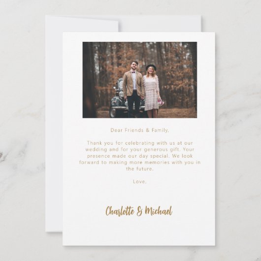 Moderne eenvoudige trouwfoto bedankkaart (Achterkant)