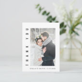 Moderne eenvoudige trouwfoto dank u briefkaart (Staand voorkant)