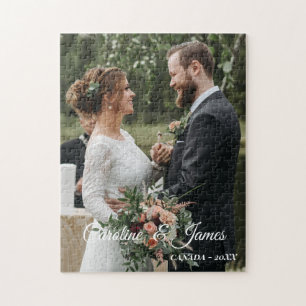 Moderne Eenvoudige Trouwfoto Legpuzzel