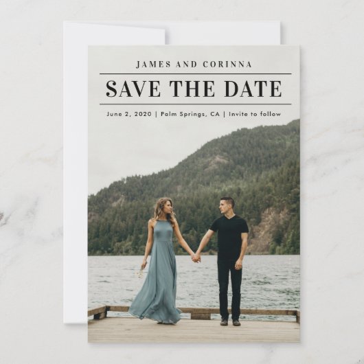 Moderne Eenvoudige Trouwfoto Save The Date (Voorkant)