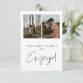 Moderne & Eenvoudige Trouwkaart met Twee Foto's Kaart (Staand voorkant)