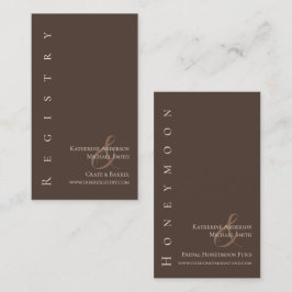 Moderne Eenvoudige Trouwregister-Country Brown Visitekaartje