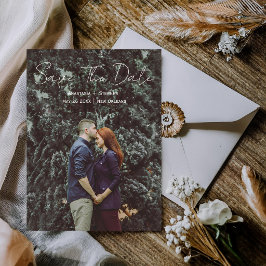 Moderne Eenvoudige Tuin Natuur Koppel Foto Bruilof Save The Date