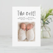 Moderne, eenvoudige tweelingfoto terracotta twee s aankondiging (Staand voorkant)