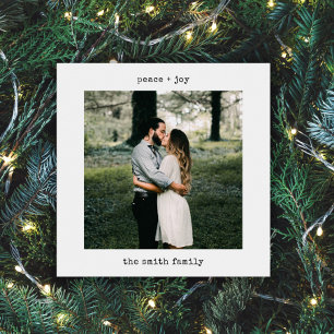 Moderne eenvoudige typemachine vrolijke kerstfoto feestdagenkaart