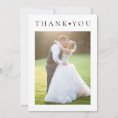 Moderne eenvoudige typografie 2 foto bruiloft bedankkaart (Voorkant)