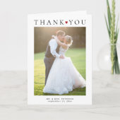 Moderne eenvoudige typografie 2 foto's bruiloft bedankkaart (Voorkant)