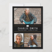 Moderne eenvoudige typografie 3 foto afstudeerfees kaart (Voorkant)