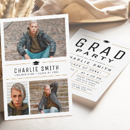 Moderne eenvoudige typografie 3 foto afstudeerfees kaart