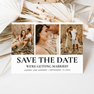 Moderne eenvoudige typografie 3 Foto Collage Weddi Save The Date