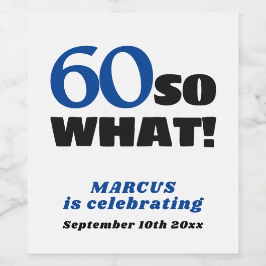 Moderne eenvoudige typografie 60e verjaardag wijnl wijn etiket (Enkel label)