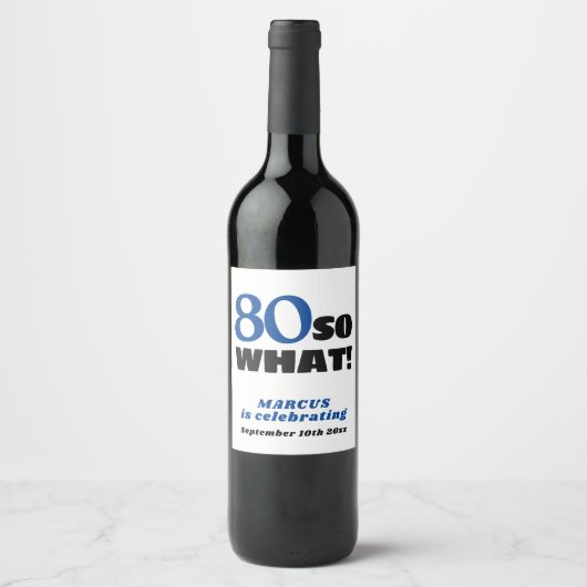 Moderne Eenvoudige Typografie 70e verjaardag Wijnl Wijn Etiket (Voorkant)