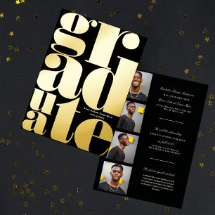 Moderne Eenvoudige Typografie Afstudeeraankondigin Folie Uitnodiging