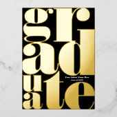 Moderne Eenvoudige Typografie Afstudeerfeest Echt Folie Uitnodiging (Voorkant)