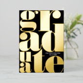 Moderne Eenvoudige Typografie Afstudeerfeest Echt Folie Uitnodiging (Staand Voorkant)