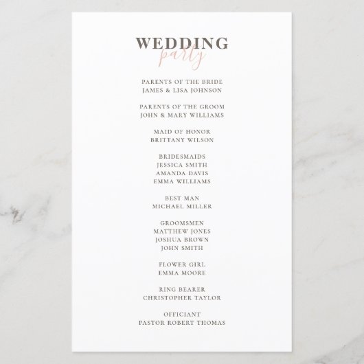 Moderne eenvoudige typografie. Elegant trouwprogra (Achterkant)