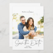 Moderne eenvoudige typografie foto Save the Date (Voorkant / Achterkant)