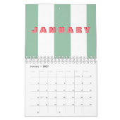 Moderne eenvoudige typografie gestreept kalender (Jan 2027)