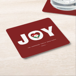 Moderne Eenvoudige Typografie Holly Joy Kerstparty Kartonnen Onderzetters