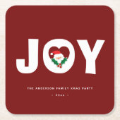 Moderne Eenvoudige Typografie Holly Joy Kerstparty Kartonnen Onderzetters (Voorkant)