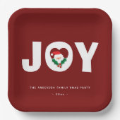 Moderne Eenvoudige Typografie Holly Joy Kerstparty Papieren Bordje (Voorkant)
