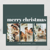 Moderne Eenvoudige Typografie Kerst Donkergroen Feestdagenkaart (Voorkant / Achterkant)