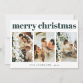 Moderne Eenvoudige Typografie Kerst Donkergroen Feestdagenkaart (Voorkant)