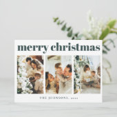 Moderne Eenvoudige Typografie Kerst Donkergroen Feestdagenkaart (Staand voorkant)