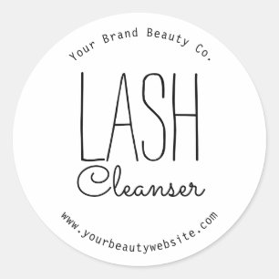 Moderne Eenvoudige Typografie Lash Cleanser Ronde Sticker